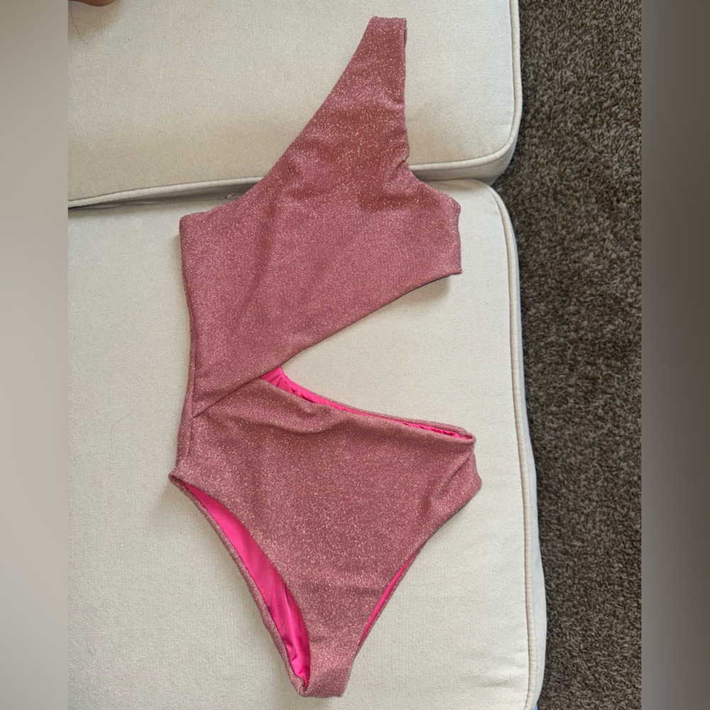 Beach Riot x REVOLVE Celine One-Piece Swimsuit Size Small Sugar Plum Metallic